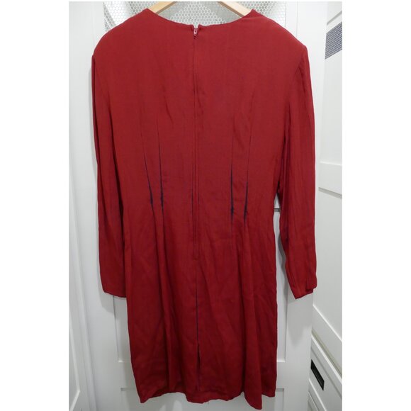 Vintage Scarlett 80's 90's Red Ethnic Mini Dress Beaded Collar Witchy Boho - Picture 6 of 11